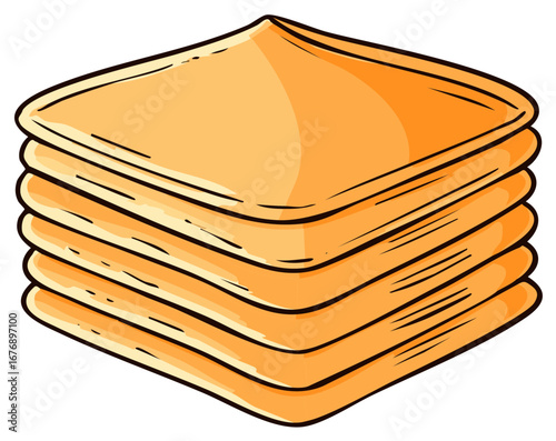 Stack of Soft Folded Square Napkins or Textiles Showing Simple Clean Presentation