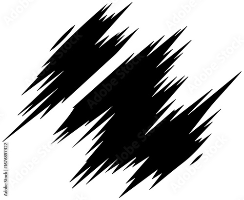Dynamic abstract black brush strokes create energetic, modern design elements