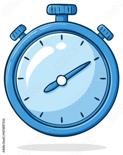 Cartoon illustration of a blue stopwatch