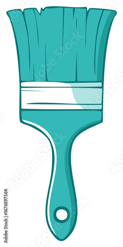 Simple teal paintbrush cartoon illustration for art crafts and home renovation