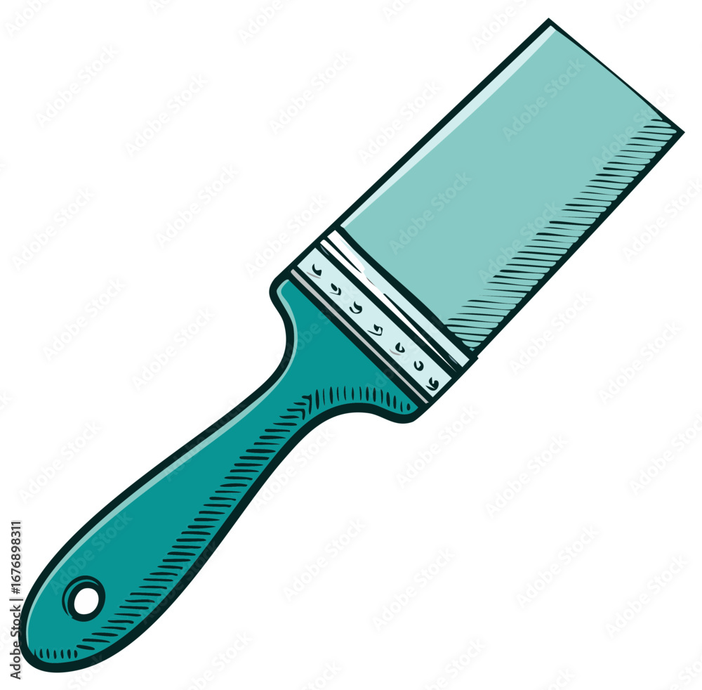 Obraz premium Turquoise Paintbrush Tool with Metal Ferrule and Hanging Hole