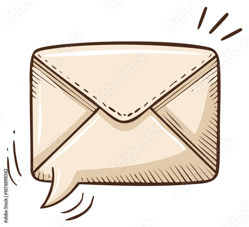 Flying Envelope Shaped Speech Bubble Cartoon Illustration Icon for Communication