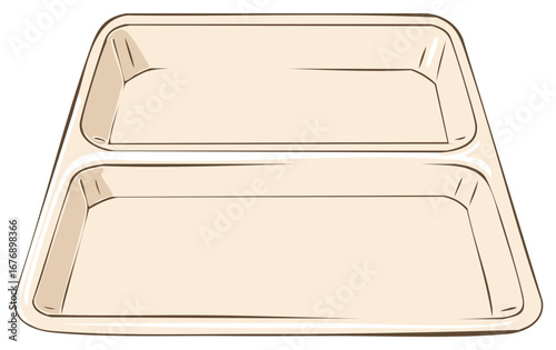Empty divided serving tray or food compartment tray illustration