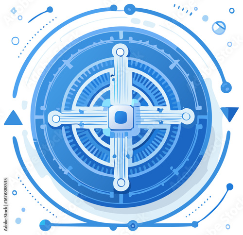 Abstract Technology Circuitry in Circular Blue Design for Innovation