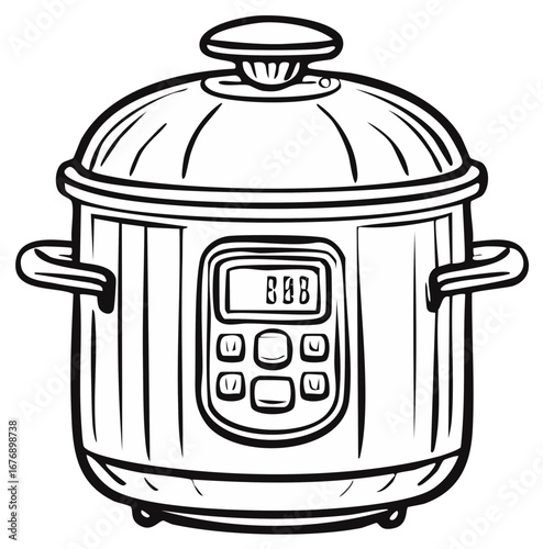 Modern electric pressure cooker line art illustration icon