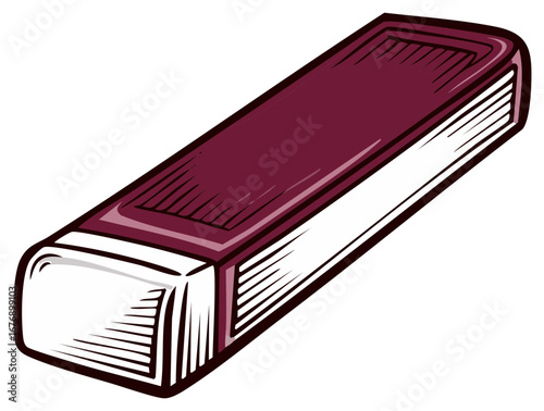Illustration of an isolated rectangular eraser tool. Office stationary. Rubber eraser