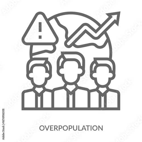 Overpopulation Icon Line Style. Design Vector Illustration