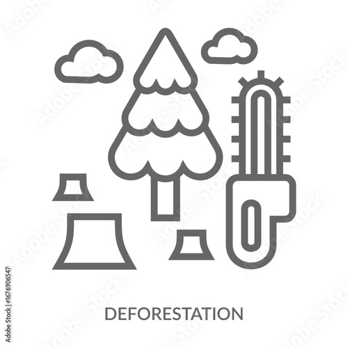 Deforestation Icon Line Style. Design Vector Illustration