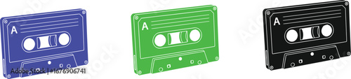 Vintage cassette tapes retro music audio recording collection
