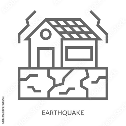 Earthquake Icon Line Style. Design Vector Illustration