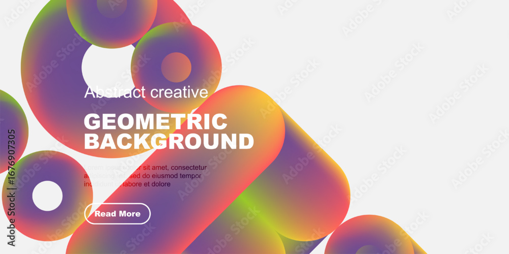 Obraz premium Abstract shapes, vibrant colors, geometric design. Modern aesthetic, text overlay, black background. Minimalist composition, dynamic flow.