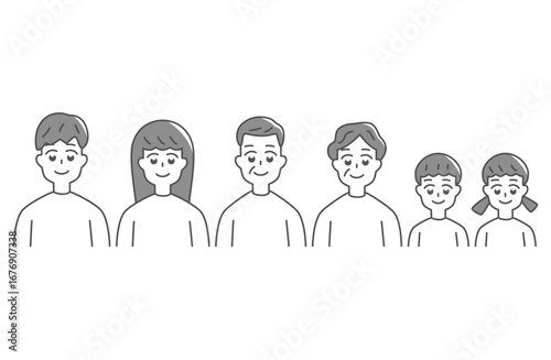 三世代家族シンプルイラスト