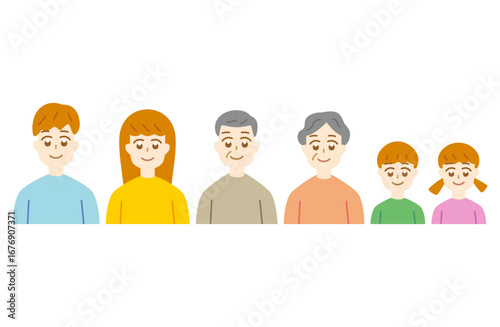 三世代家族シンプルイラスト