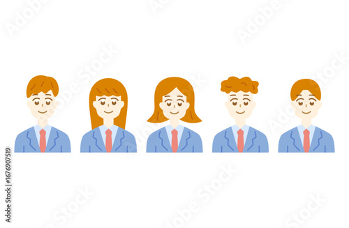 制服姿の若い男女のシンプルイラスト