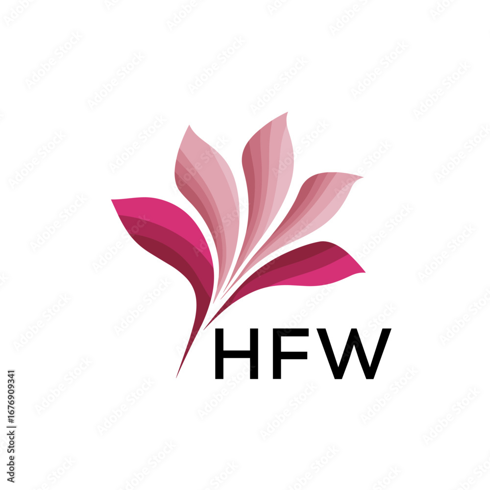 Obraz premium HFW Modern Floral Abstract Logo Design, HFW Later Logo, Creative Botanical Brand Identity 