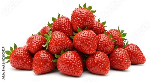 Pile of fresh ripe strawberries isolated on white background