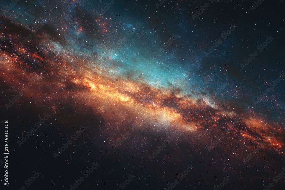 Fototapeta premium Deep space nebula, vibrant colors, star clusters