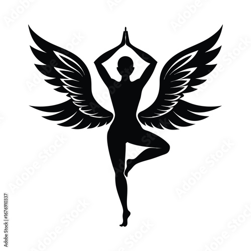 Silhouette of a Winged Yoga Pose