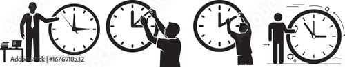 Time management vector illustration set, productivity optimization, efficiency improvement, schedule planning, business deadline concept design.
