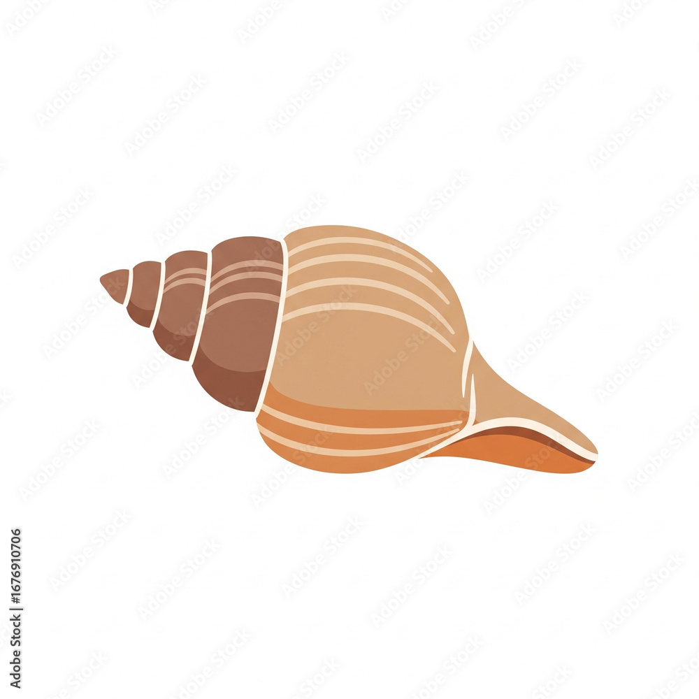 Fototapeta premium Natural Brown Seashell Conch with Spiral Pattern on Isolated transparent background