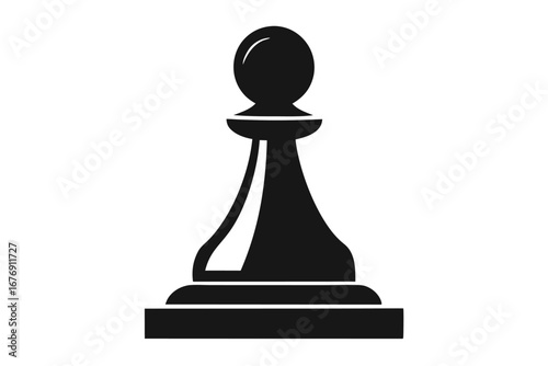 Solitary Black Chess Pawn Piece Standing Ready for Game Play on Board