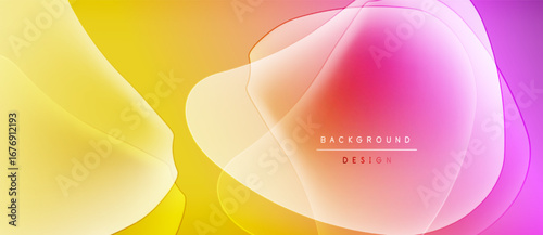 Abstract fluid shapes blend yellow, orange, pink hues. Modern design evokes energy, warmth, soft gradients. Minimal text present.