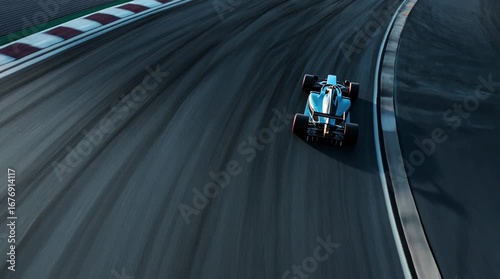 Overhead formula racing car tracking shot circuit race