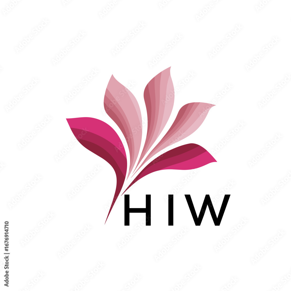 Obraz premium HIW Elegant Floral Abstract Logo Design, HIW Later Logo, Creative Minimal Nature Logo 