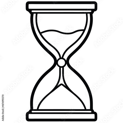 Black Outline of Sand Hourglass with Time Running Through Narrow Section in the Middle
