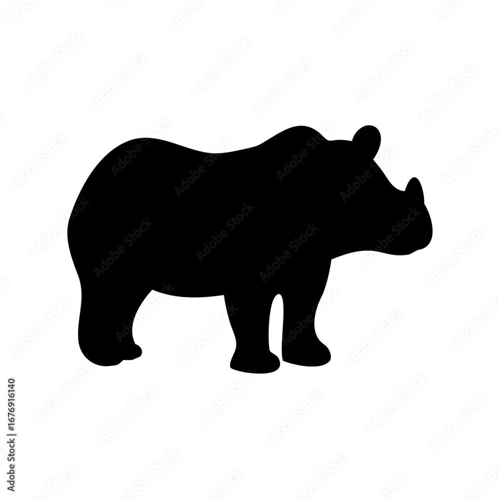 Fototapeta premium Silhouette of a majestic rhinoceros, a strong and imposing creature illustration