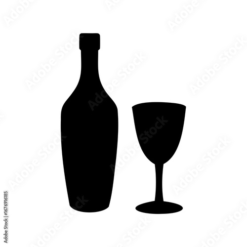 Elegant silhouette depicting a wine bottle and glass, perfect for sophisticated designs