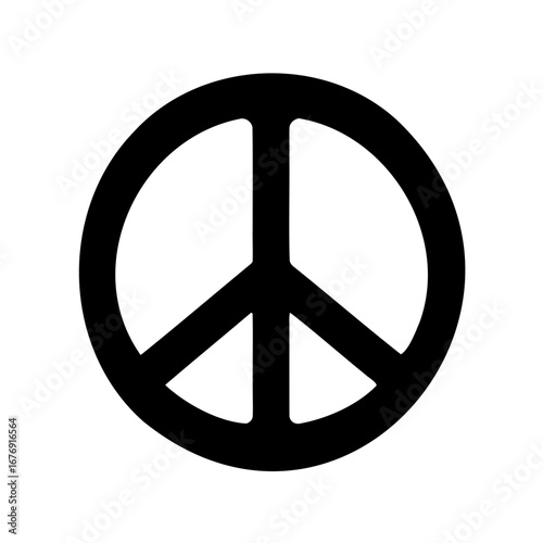 Simple and bold peace symbol in black and white color scheme