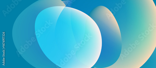 Abstract composition featuring overlapping translucent circles. Gradient colors shift from teal to yellow. Soft lighting creates smooth transitions.