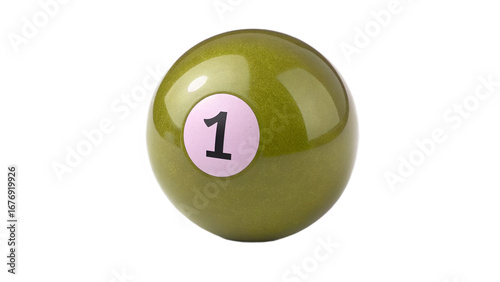 colorful pool ball number one on transparent background