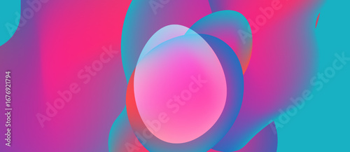 Abstract vibrant shapes blend. Pink, blue hues create fluid, modern design. Soft gradients dominate composition.