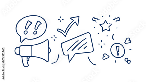 Announcement and Communication Icons megaphone speech bubble