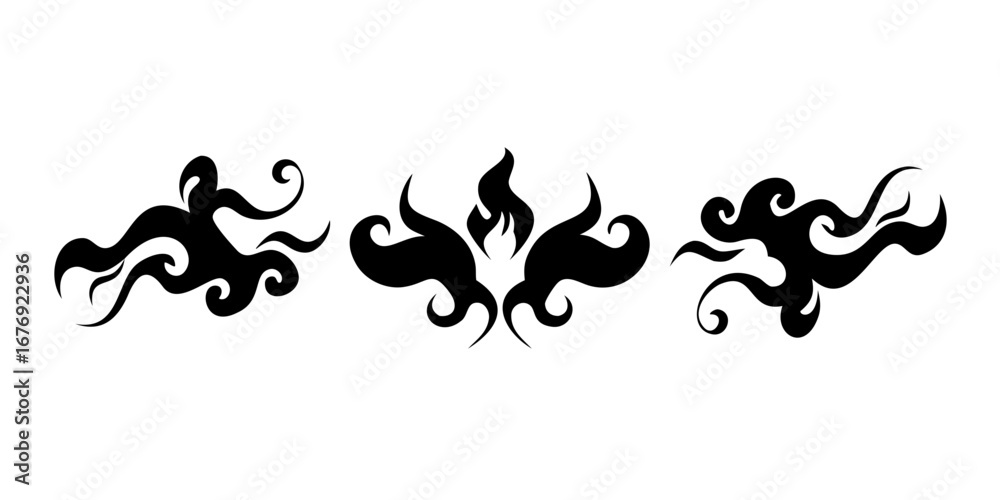 Fototapeta premium Black smoke wisps abstract ethereal