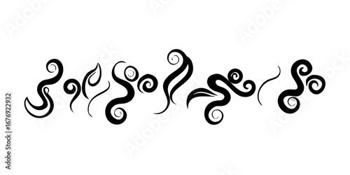 Black Swirling Smoke Wisps abstract steam