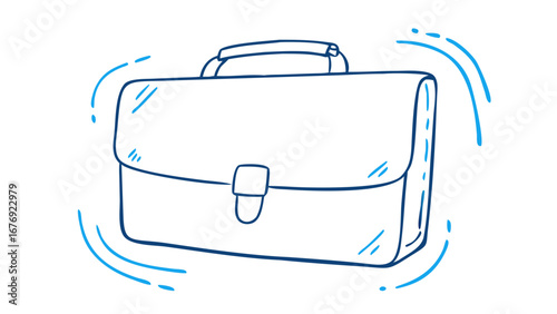 Blue briefcase doodle business travel