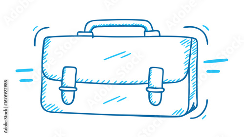 Blue briefcase doodle business travel