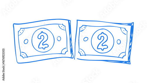 Blue doodle money bills currency finance