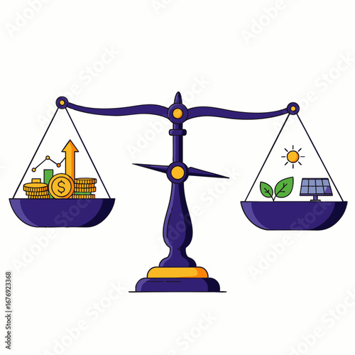This conceptual image beautifully illustrates the crucial balance between economic development and environmental sustainability for a prosperous and green future.
