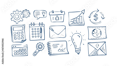 Business concept doodles office icons