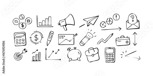 Business Icons Collection finance hand drawn