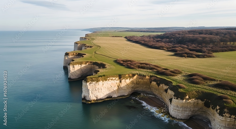Obraz premium Coastal Cliffs and Ocean Aerial View.