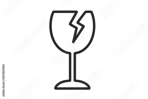 Fragile symbol with broken wine glass. Handle with care packaging sign. Shipping label icon for logistics, delivery and cargo. Do not drop. Package warning vector pictogram.