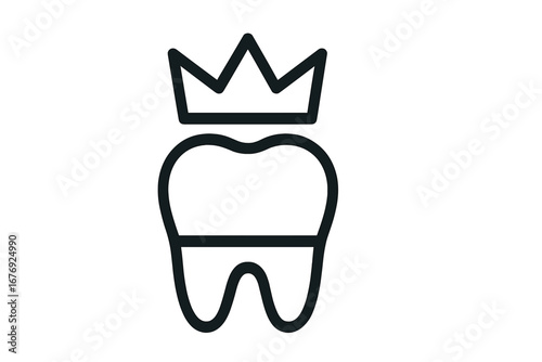 Dental crown icon. Tooth with crown logo. Premium quality dental care. Stomatology, dentistry concept. Oral health, hygiene. Tooth restoration, treatment, implant vector.