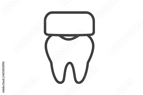 Dental filling line icon. Tooth restoration, caries treatment concept. Dentistry, stomatology symbol. Oral care, hygiene pictogram for web, graphic design. Vector illustration.