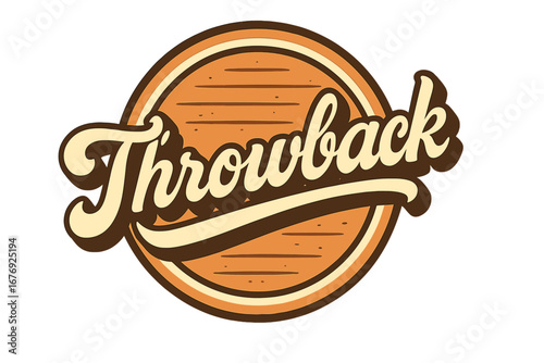 Throwback vintage text effect. Retro 70s groovy font style. Editable vector typography for logo, sticker or t-shirt print. Old school nostalgic graphic design element.