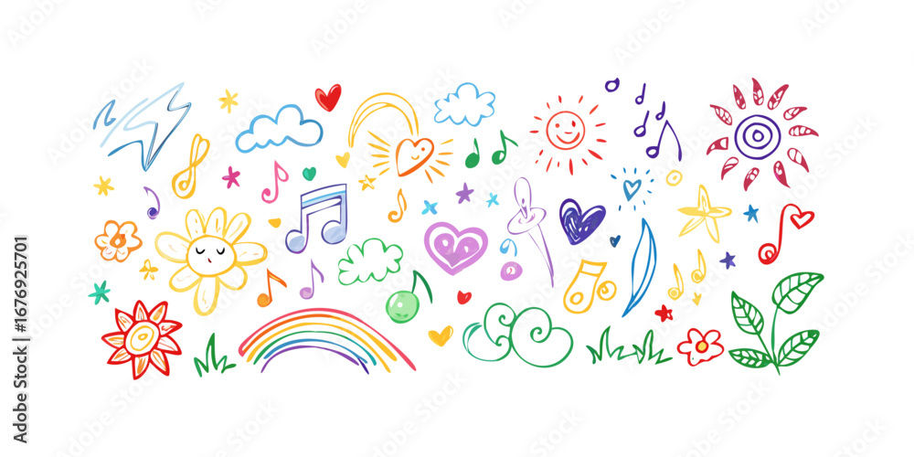 Colorful Doodle Elements doodles whimsical